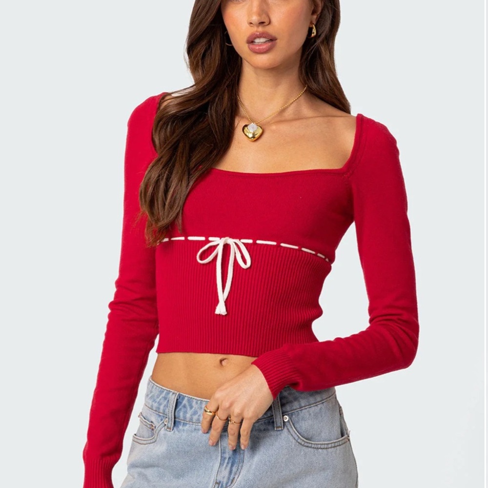 Edikted Red Long Sleeve Top